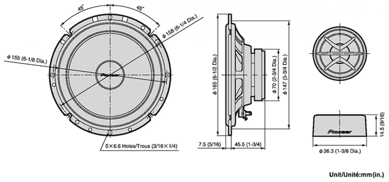 Pioneer TS-170Ci - 16,5 Cm Komponenten-Lautsprecher Mit 170 Watt (RMS: 35 Watt) 2 Pioneer TS-170Ci - 16,5 Cm Komponenten-Lautsprecher Mit 170 Watt (RMS: 35 Watt) – Bild 2