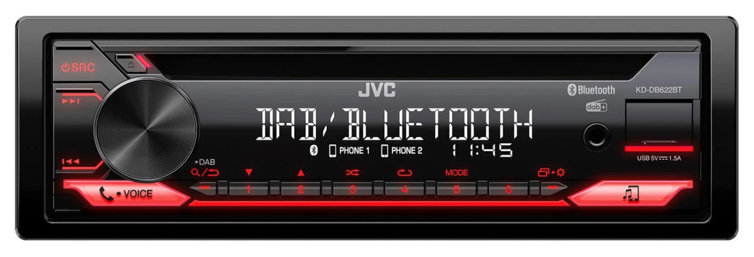 JVC KD-DB622BT - CD/MP3-Autoradio Mit DAB / Bluetooth / USB / IPod / AUX-IN 1 JVC KD-DB622BT - CD/MP3-Autoradio Mit DAB / Bluetooth / USB / IPod / AUX-IN