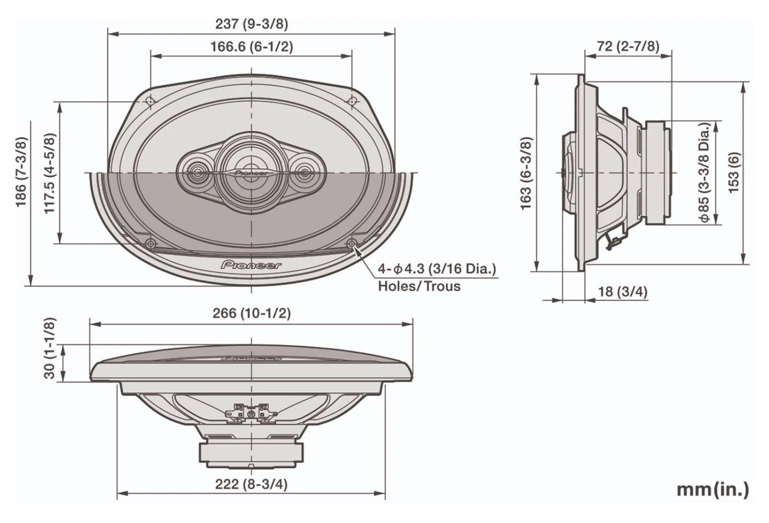 Pioneer TS-A6971F - 15x23cm (6x9 Zoll) 4-Wege-Lautsprecher Mit 600 Watt (RMS: 100 Watt) 6 Pioneer TS-A6971F - 15x23cm (6x9 Zoll) 4-Wege-Lautsprecher Mit 600 Watt (RMS: 100 Watt) – Bild 6