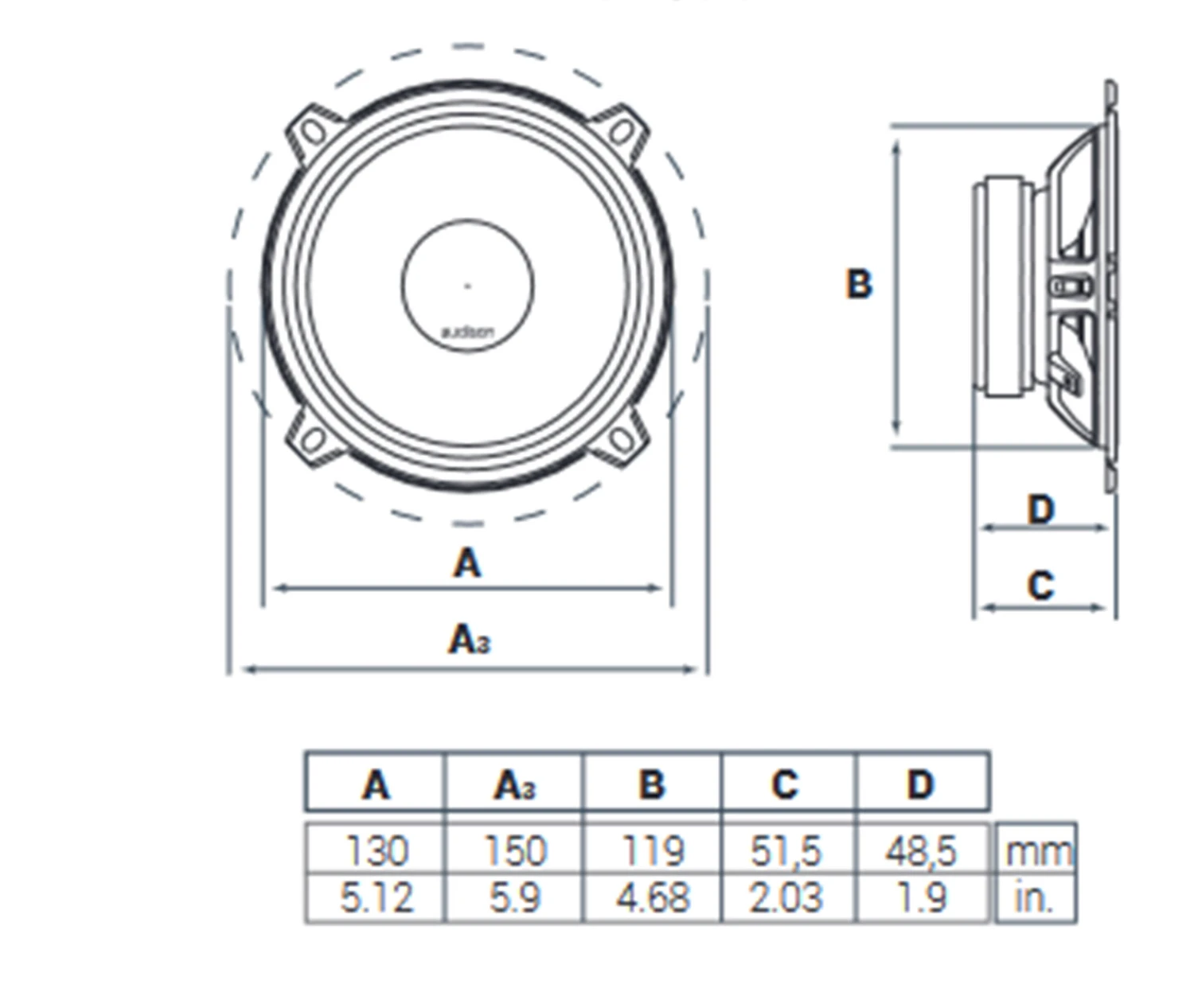 Audison Prima AP 5 - 13 Cm Tieftöner-Lautsprecher Mit 150 Watt (RMS: 50 Watt) 6 Audison Prima AP 5 - 13 Cm Tieftöner-Lautsprecher Mit 150 Watt (RMS: 50 Watt) – Bild 6